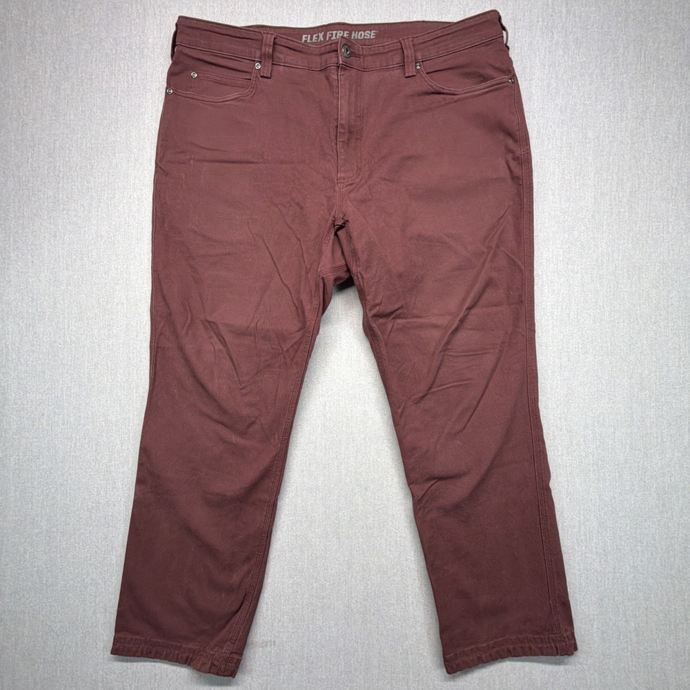 Duluth Trading Flex Fire Hose Pants Men 40x30 Maroon Standard Fit 5-Pocket Chino